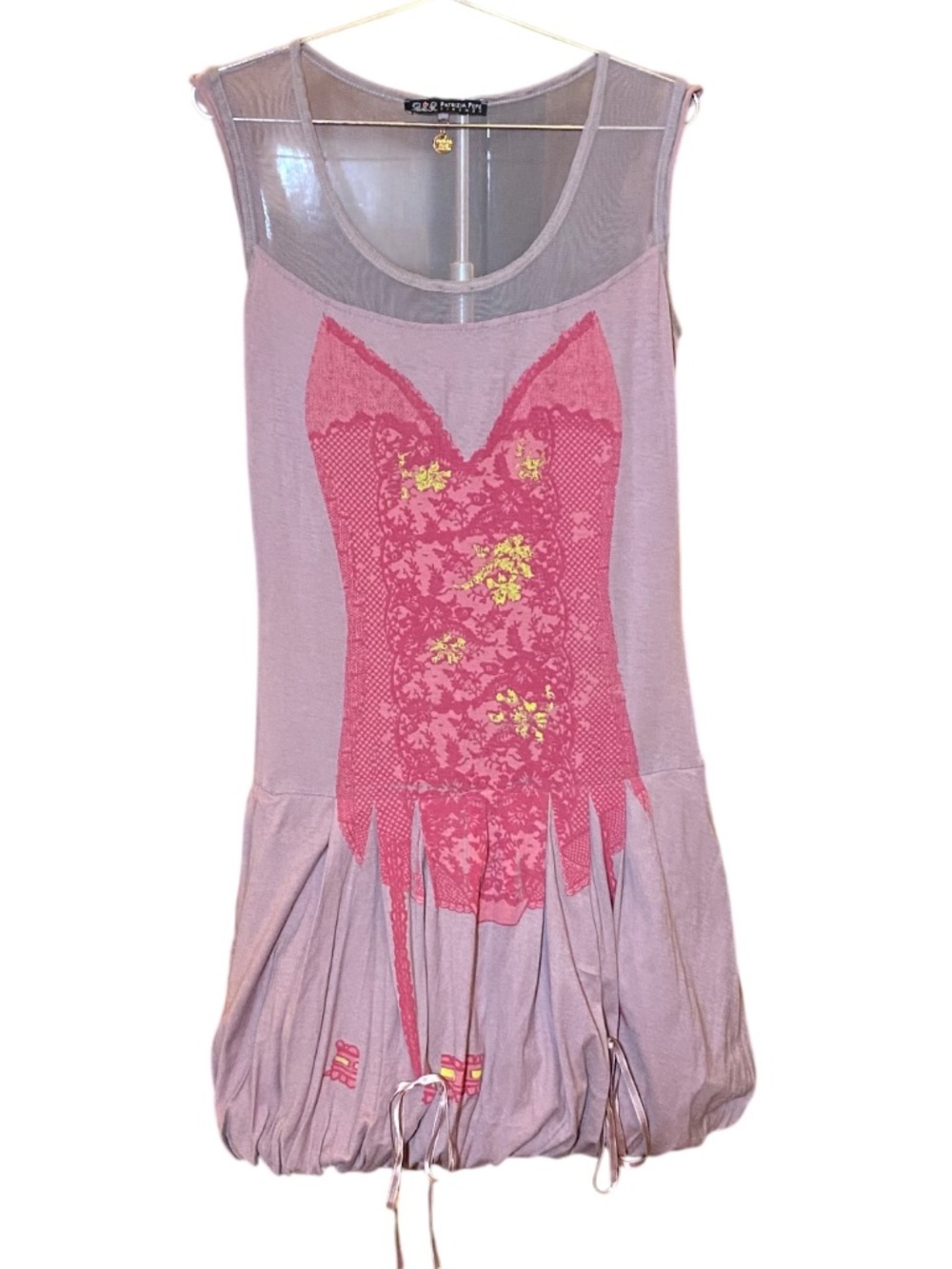 VTG Patrizia Pepe Silk Blend Corset Dress • Y2K Archival Pink Mesh 1 US 4 NWOT